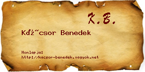 Kácsor Benedek névjegykártya