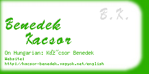 benedek kacsor business card